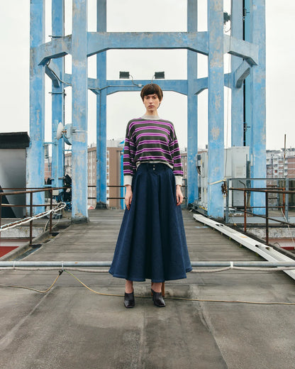 PSIDE Circle Denim Midi Skirt - Blue