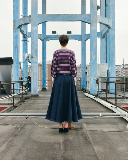 PSIDE Circle Denim Midi Skirt - Blue