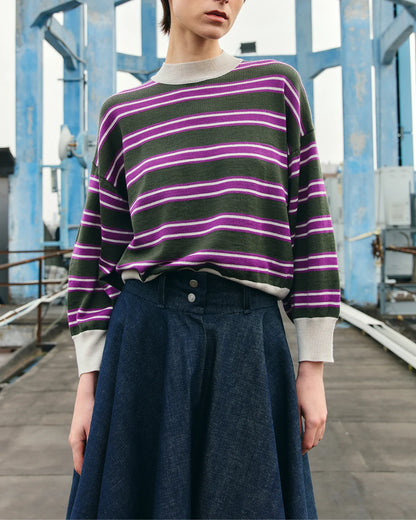 PSIDE Circle Denim Midi Skirt - Blue
