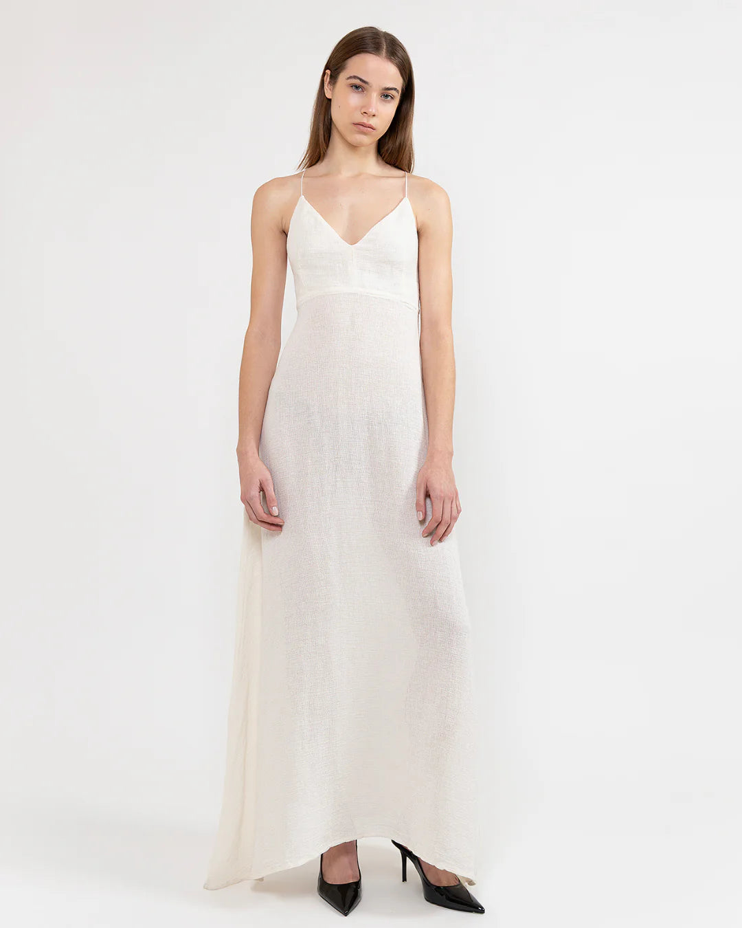 Designer cotton v-neck maxi dress | PSIDE italian luxury brand