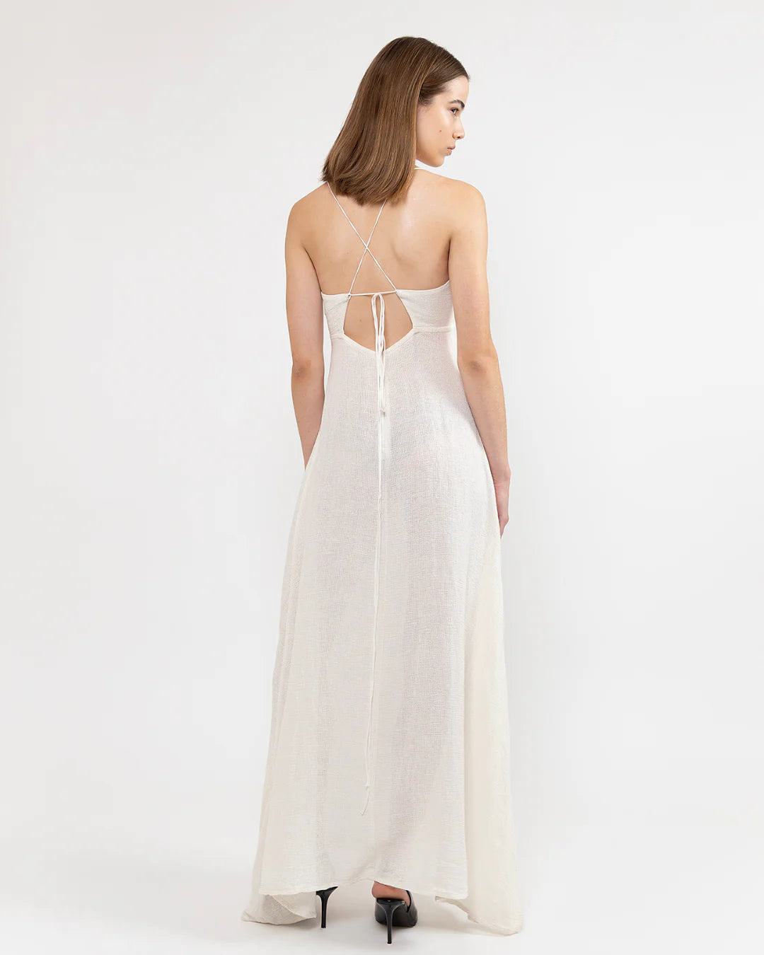 Designer cotton v-neck maxi dress | PSIDE italian luxury brand