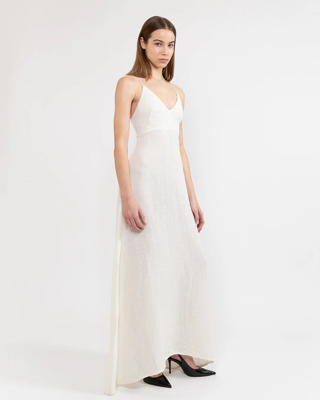 Designer cotton v-neck maxi dress | PSIDE italian luxury brand