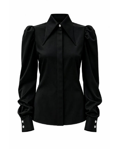 PSIDE Long Sleeved Shirt Mikado - Black