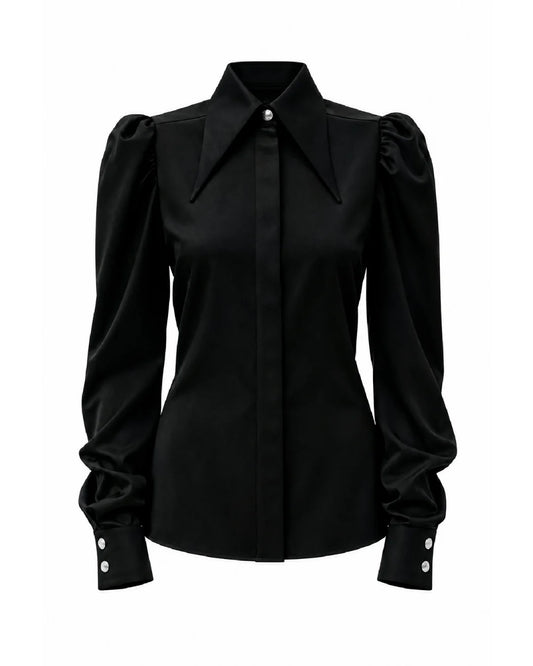 PSIDE Long Sleeved Shirt Mikado - Black