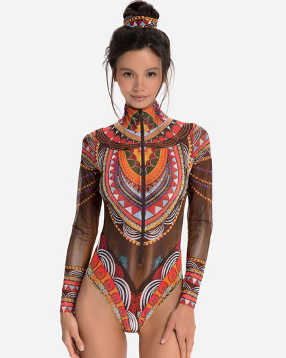 RODA Zipper Swimsuit with Sleeves - Africa