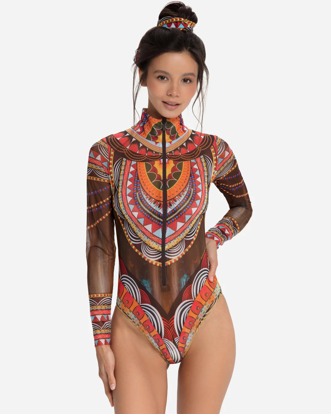 RODA Zipper Swimsuit with Sleeves - Africa