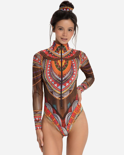 RODA Zipper Swimsuit with Sleeves - Africa