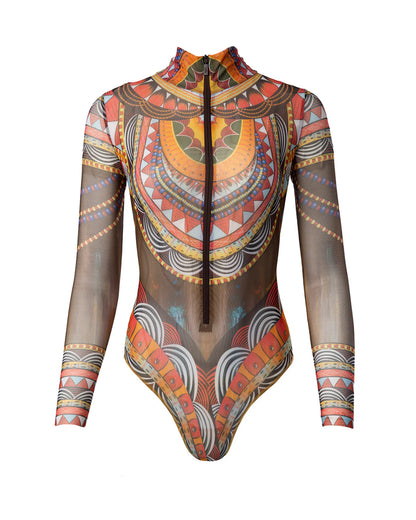RODA Zipper Swimsuit with Sleeves - Africa