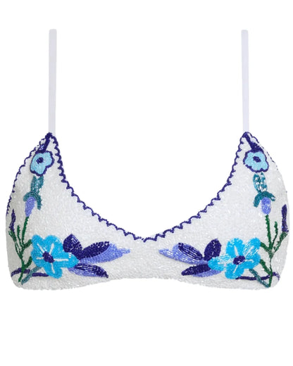 SELF-ADORE Euro Summer Bikini Top - White/Blue