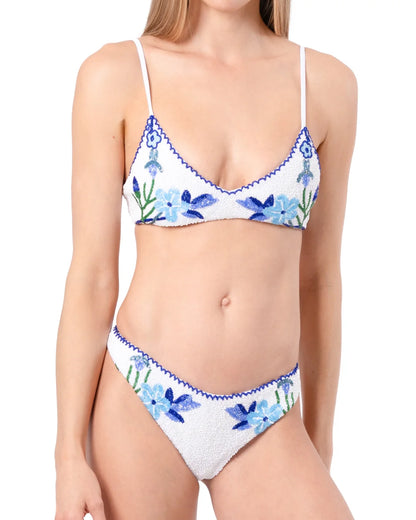 SELF-ADORE Euro Summer Bikini Bottom - White/Blue