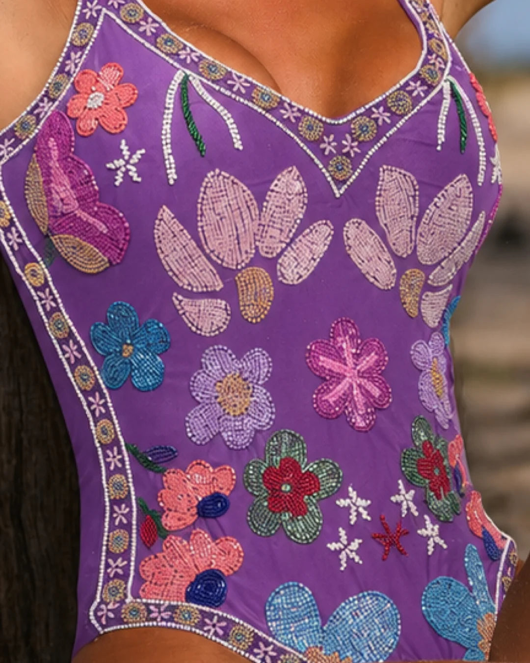 SELF-ADORE Flower Swimsuit - Purple