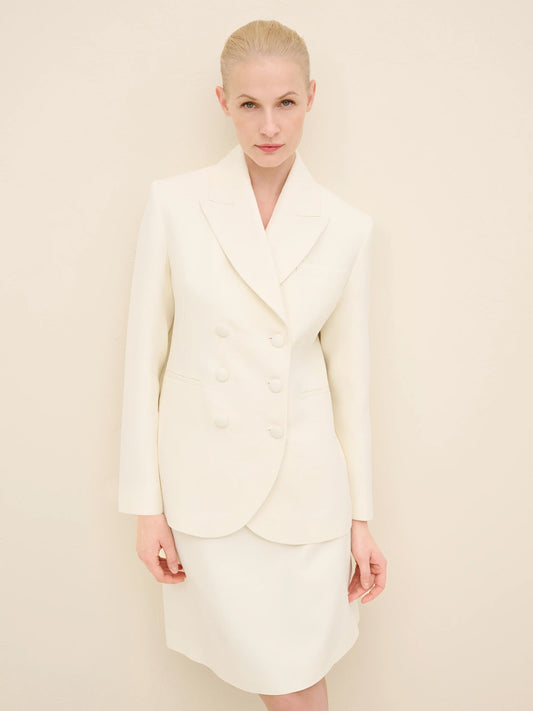 NÉAN Double-Breasted Tailored Blazer - Off White