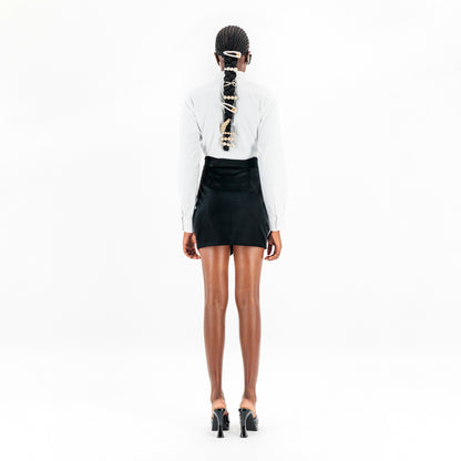 ÚCHÈ Crocodile Prints Flower Patch Mini Skirt - Black