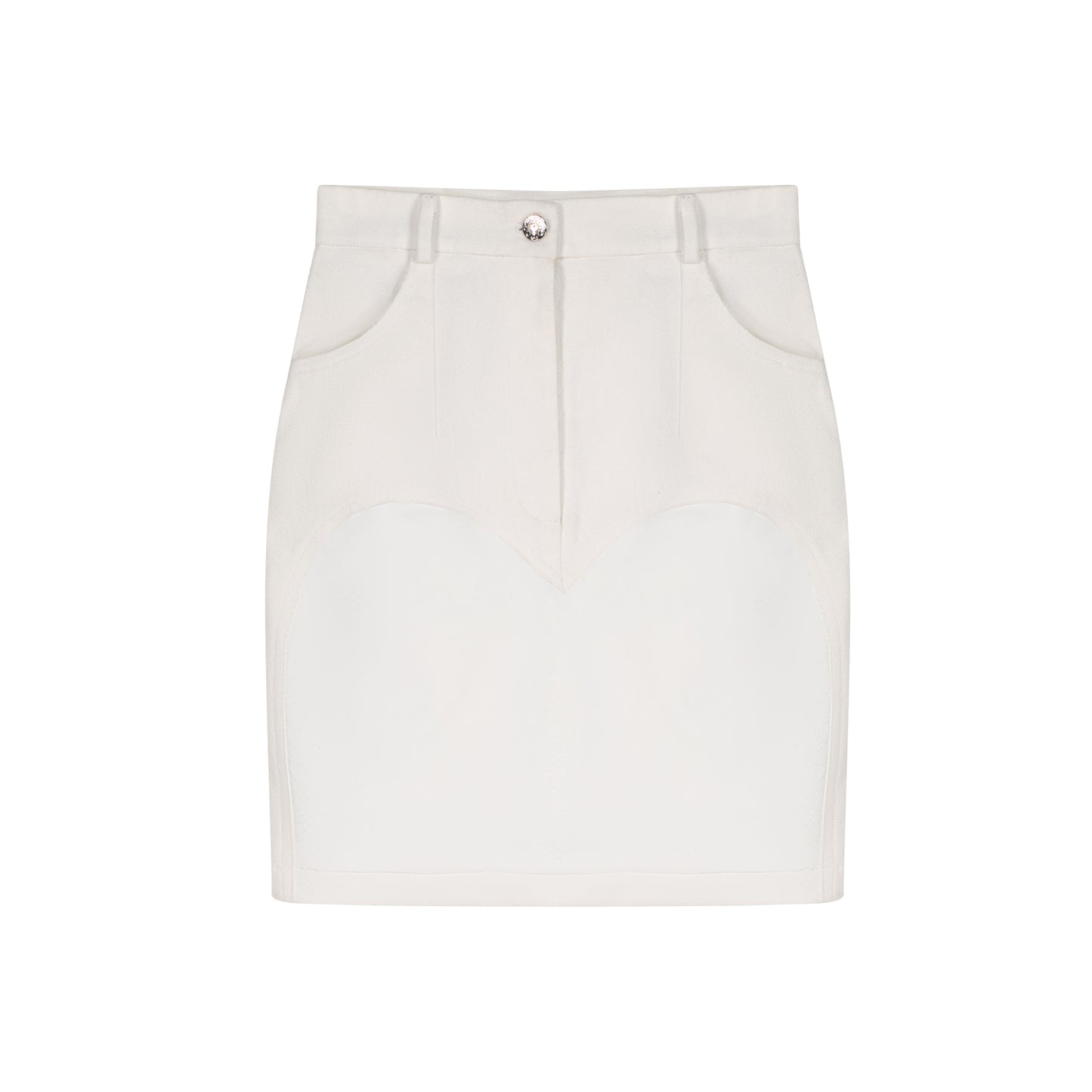 ÚCHÈ Half Heart Denim Mini Skirt - White