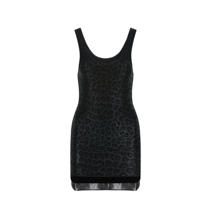 ÚCHÈ Leopard Print Mini Dress - Black