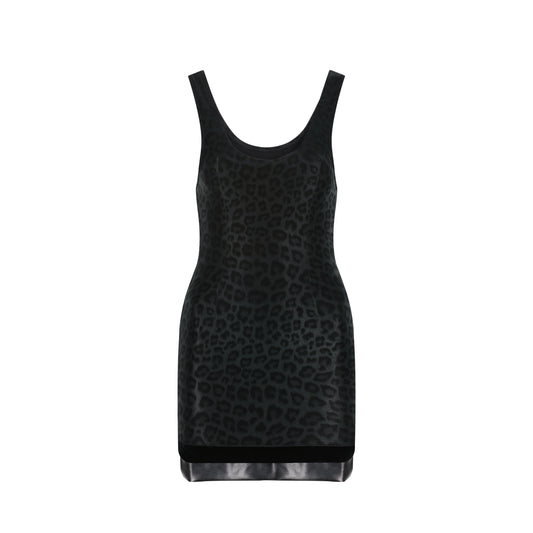 ÚCHÈ Leopard Print Mini Dress - Black