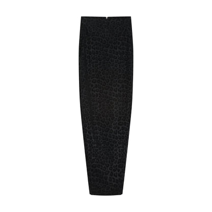 ÚCHÈ Leopard Print Scrunched Pencil Skirt - Black