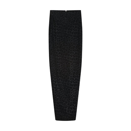 ÚCHÈ Leopard Print Scrunched Pencil Skirt - Black