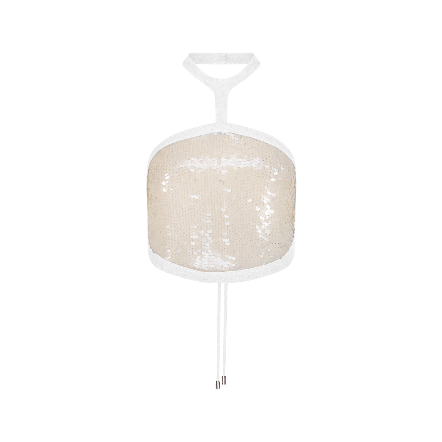Designer Sequin Denim Detail Crop Top in Cream color with White denim detail | ÚCHÈ