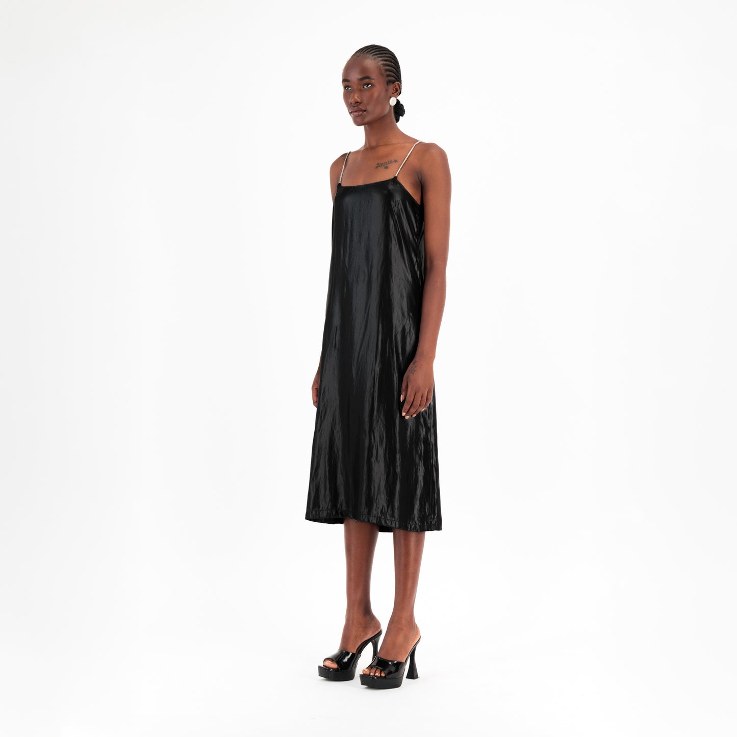 ÚCHÈ Slip Midi Dress - Black