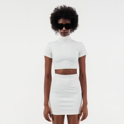 ÚCHÈ Snake Print Mini Skirt - White