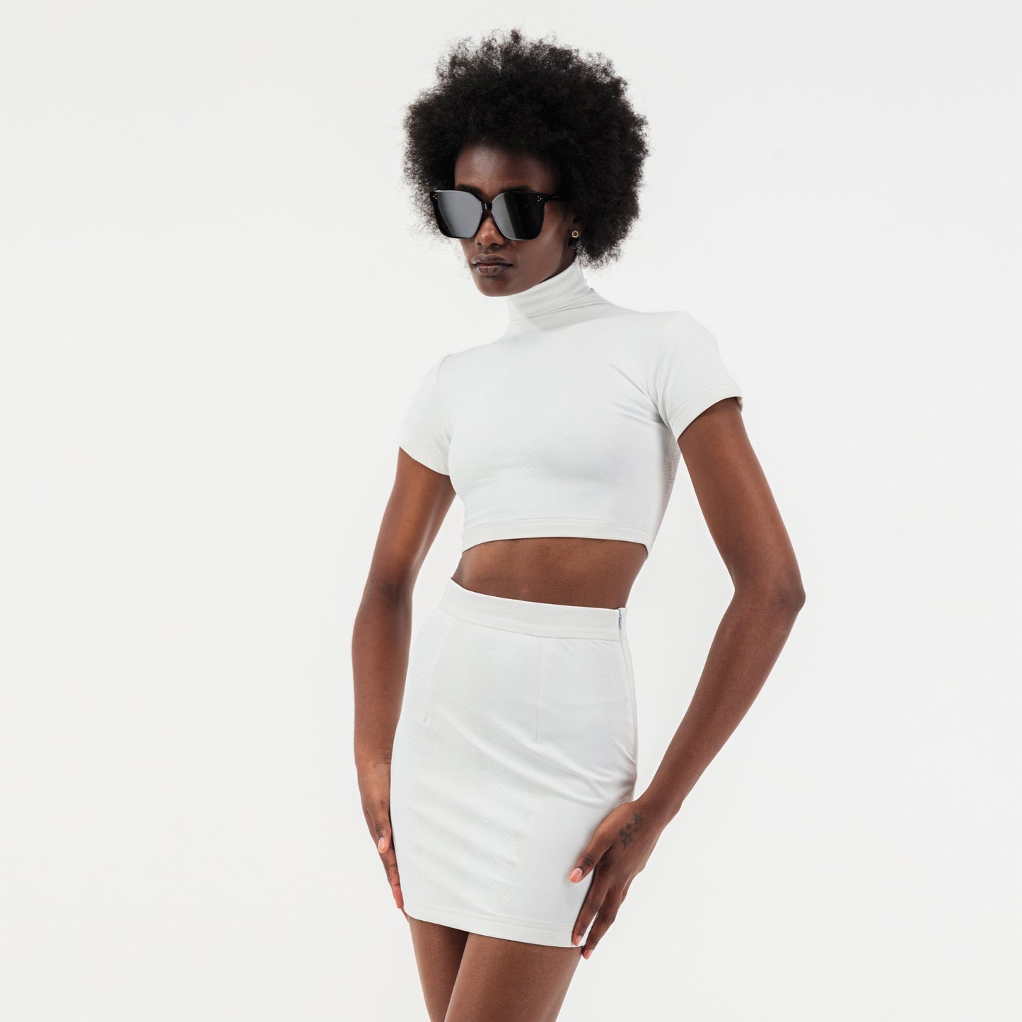 ÚCHÈ Snake Print Mini Skirt - White