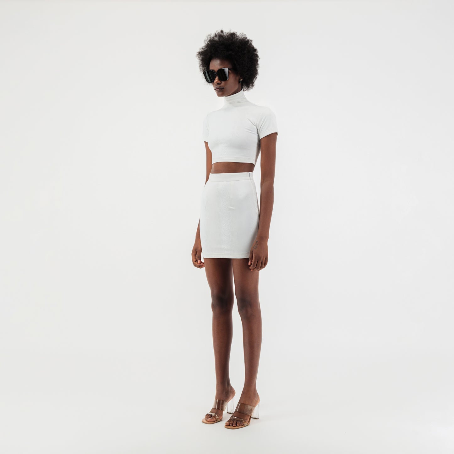 ÚCHÈ Snake Print Mini Skirt - White