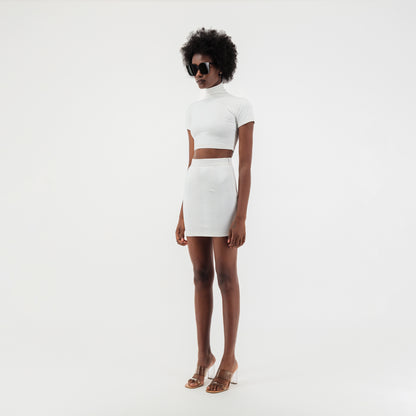 ÚCHÈ Snake Print Mini Skirt - White