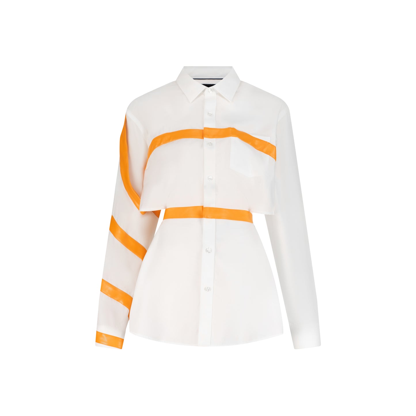 ÚCHÈ Spiral Long Sleeve Shirt Dress - White