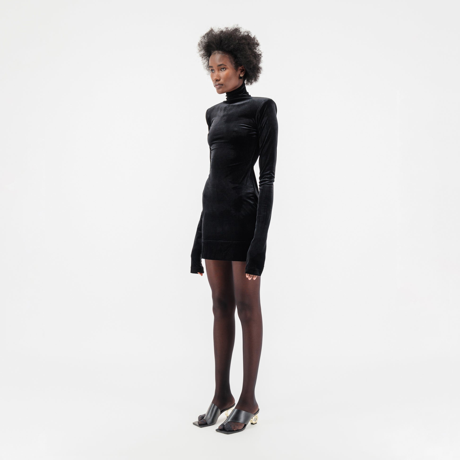 black velvet mini dress with sleeves SER.O.YA Women's Margie Velvet Mini Dress - Black