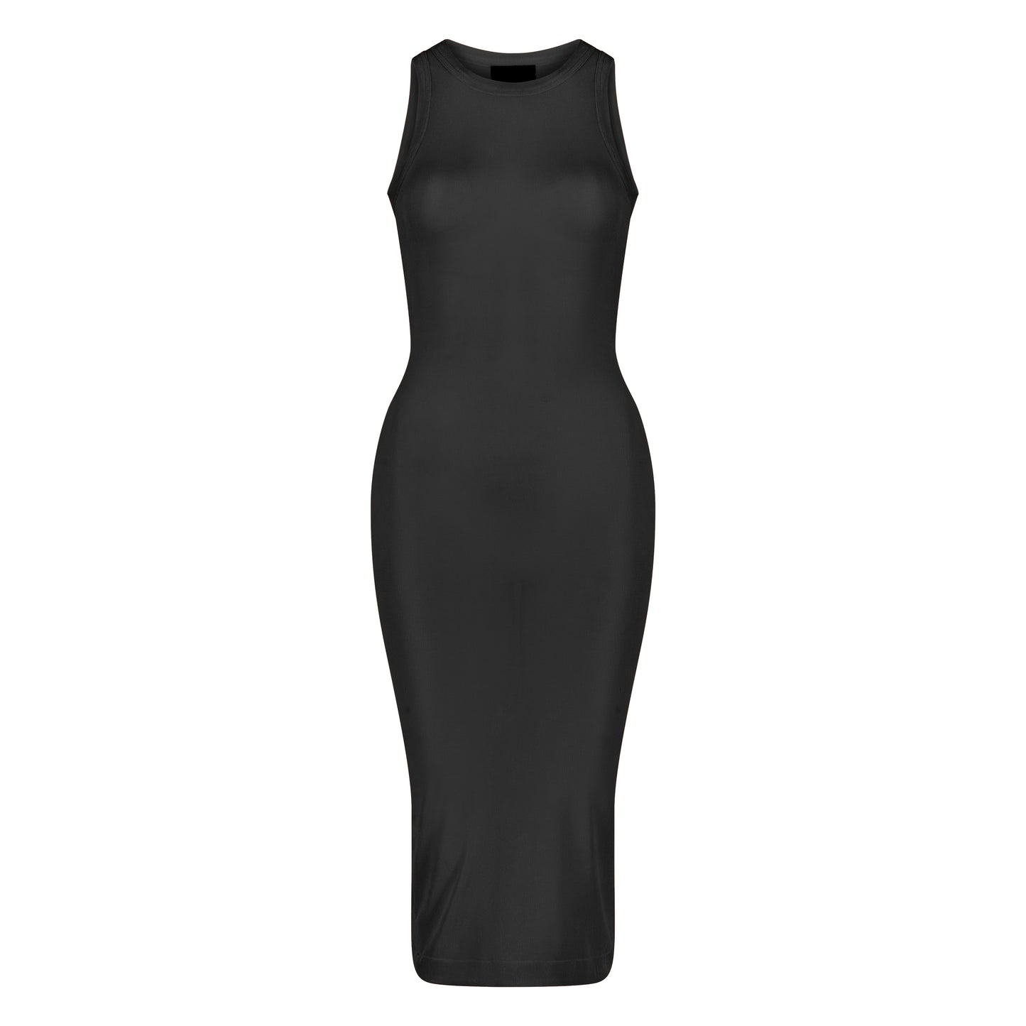 ÚCHÈ Semi-Sheer Midi Dress - Black