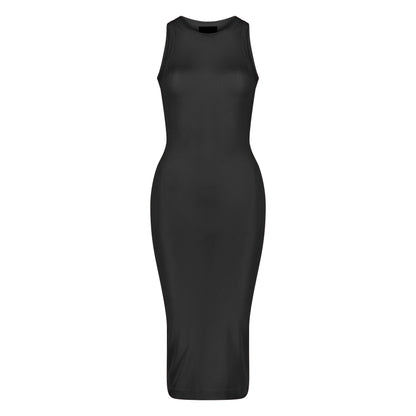 ÚCHÈ Semi-Sheer Midi Dress - Black