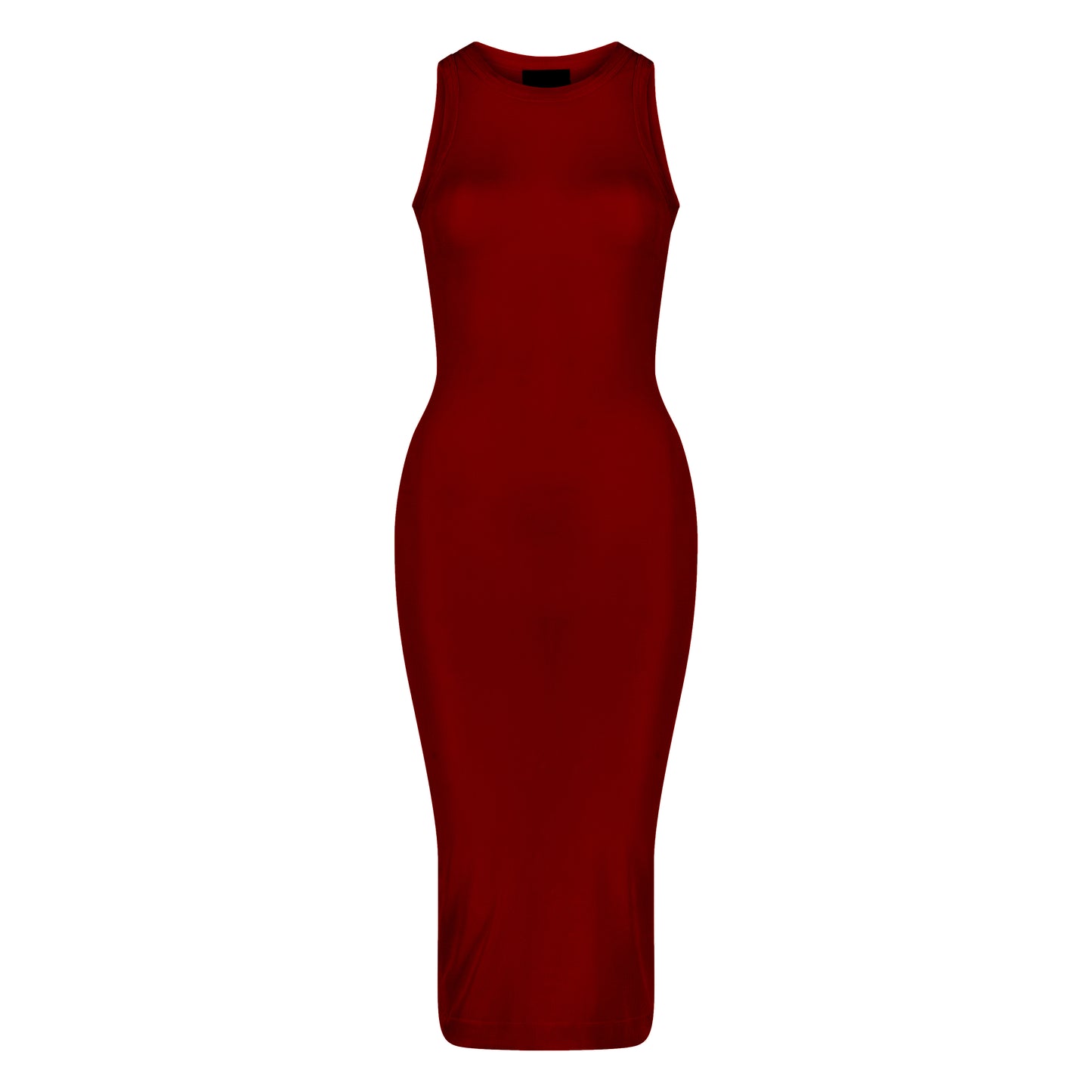 ÚCHÈ Semi-Sheer Midi Dress - Maroon