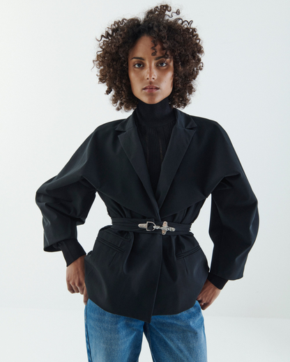 VAILLANT Cinched Waist Technical Blazer - Black