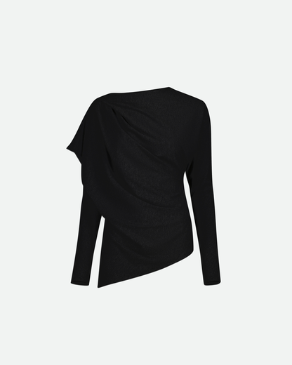 VAILLANT Draped Long Sleeve Jersey Top - Black