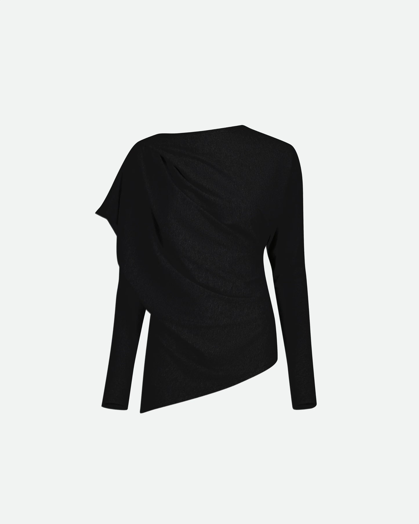 VAILLANT Draped Long Sleeve Jersey Top - Black
