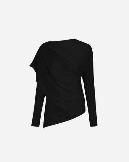 VAILLANT Draped Long Sleeve Jersey Top - Black