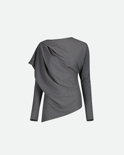 VAILLANT Draped Long Sleeve Jersey Top - Charcoal