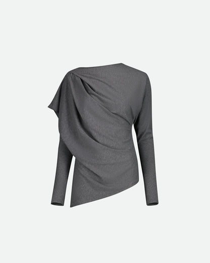 VAILLANT Draped Long Sleeve Jersey Top - Charcoal