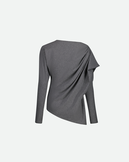 VAILLANT Draped Long Sleeve Jersey Top - Charcoal