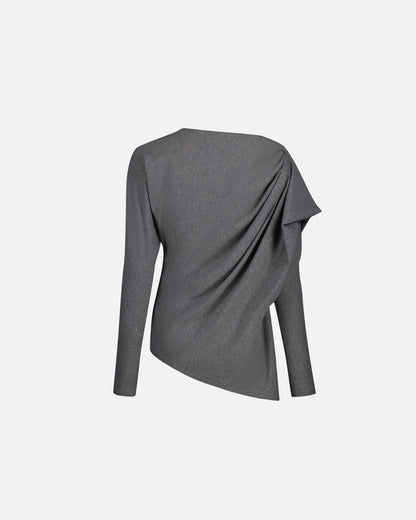 VAILLANT Draped Long Sleeve Jersey Top - Charcoal