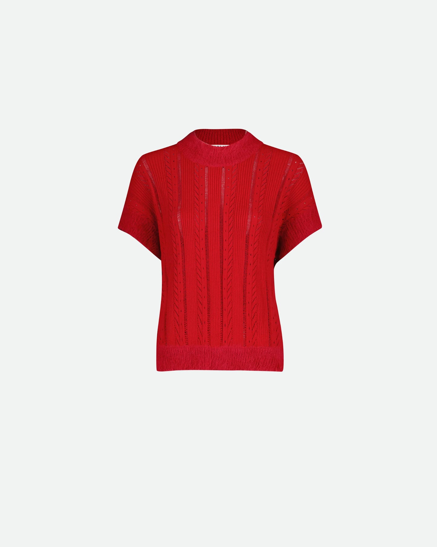 VAILLANT Knit T-Shirt with Contract Neckline and Cuff - Red