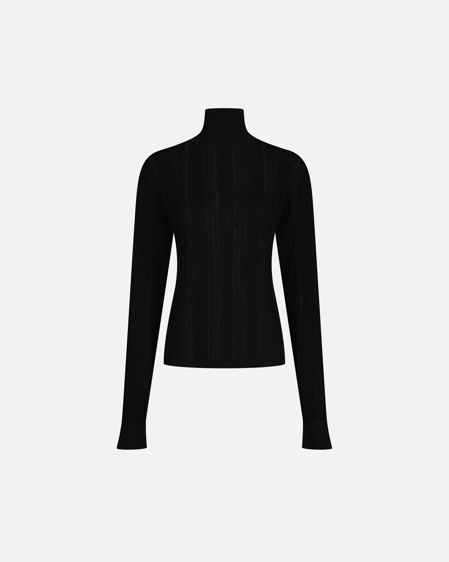 VAILLANT Knit Turtleneck with Lace Detail - Black