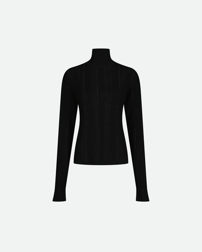 VAILLANT Knit Turtleneck with Lace Detail - Black
