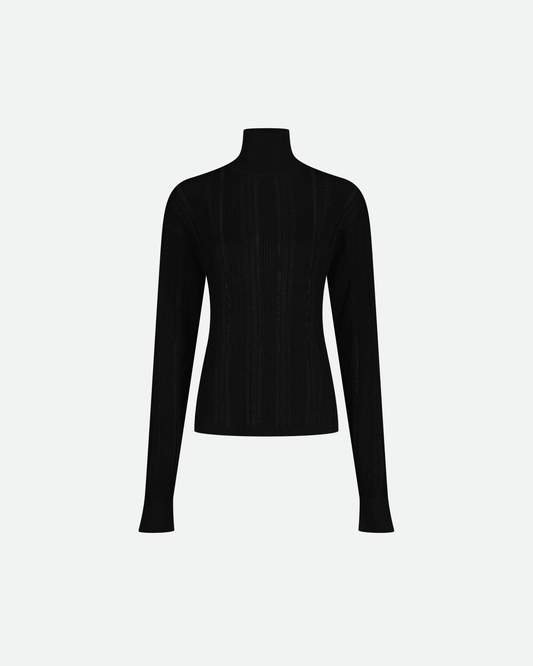 VAILLANT Knit Turtleneck with Lace Detail - Black