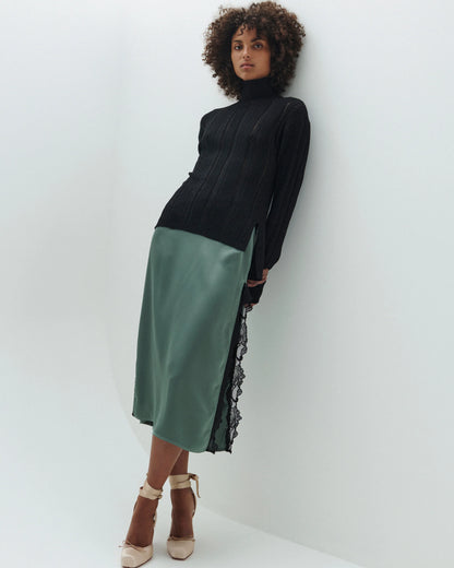 VAILLANT Knit Turtleneck with Lace Detail - Black