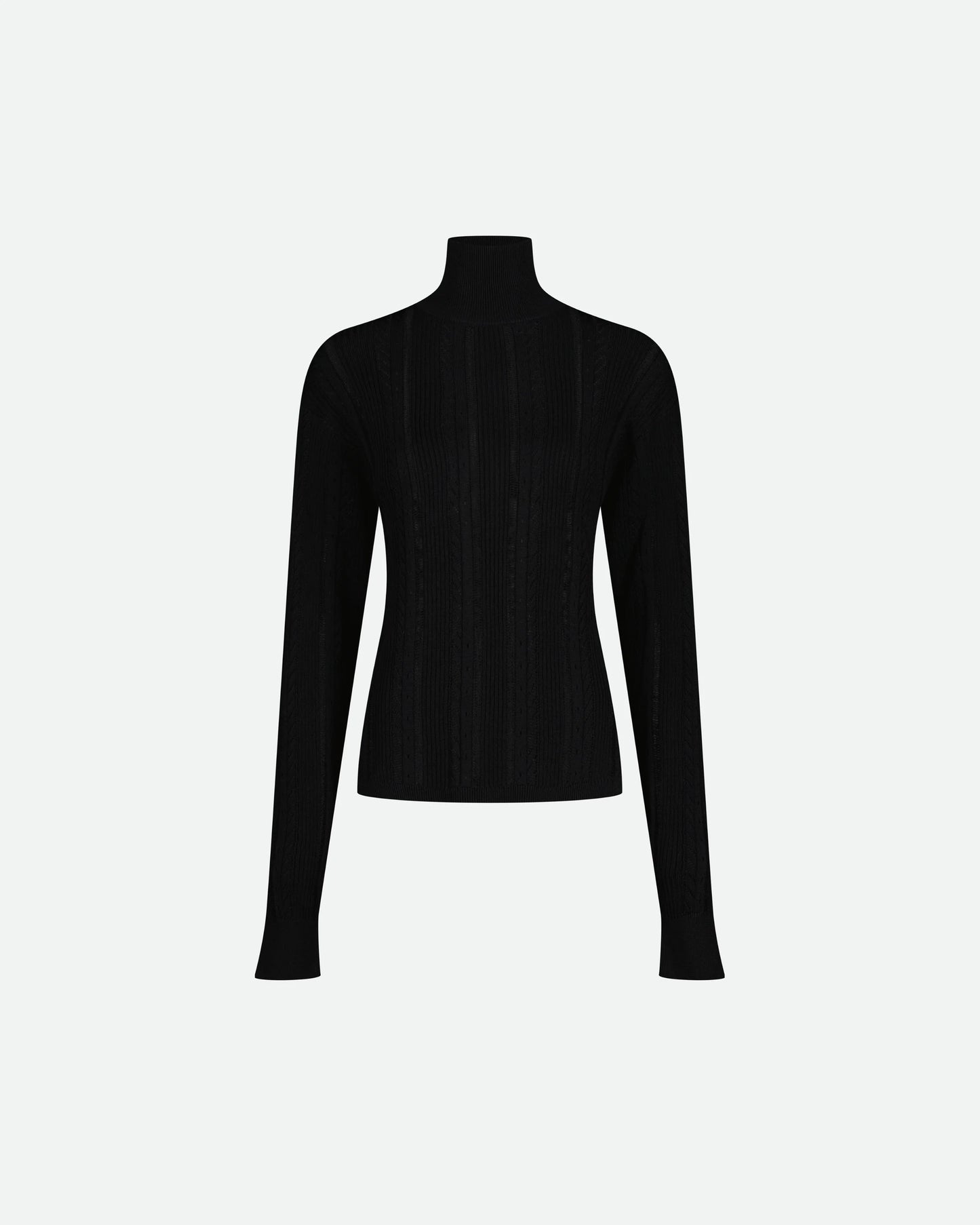 VAILLANT Knit Turtleneck with Lace Detail - Black