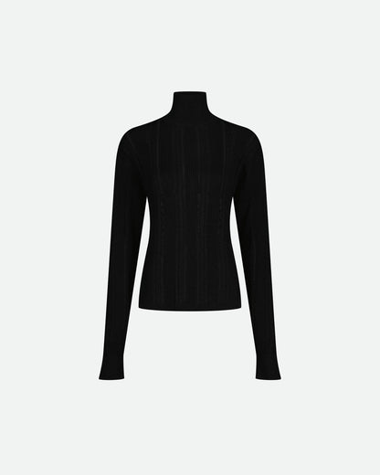 VAILLANT Knit Turtleneck with Lace Detail - Black