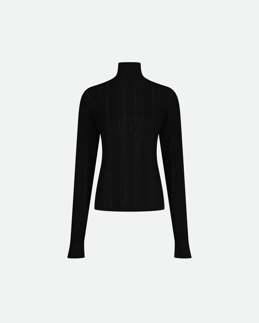 VAILLANT Knit Turtleneck with Lace Detail - Black