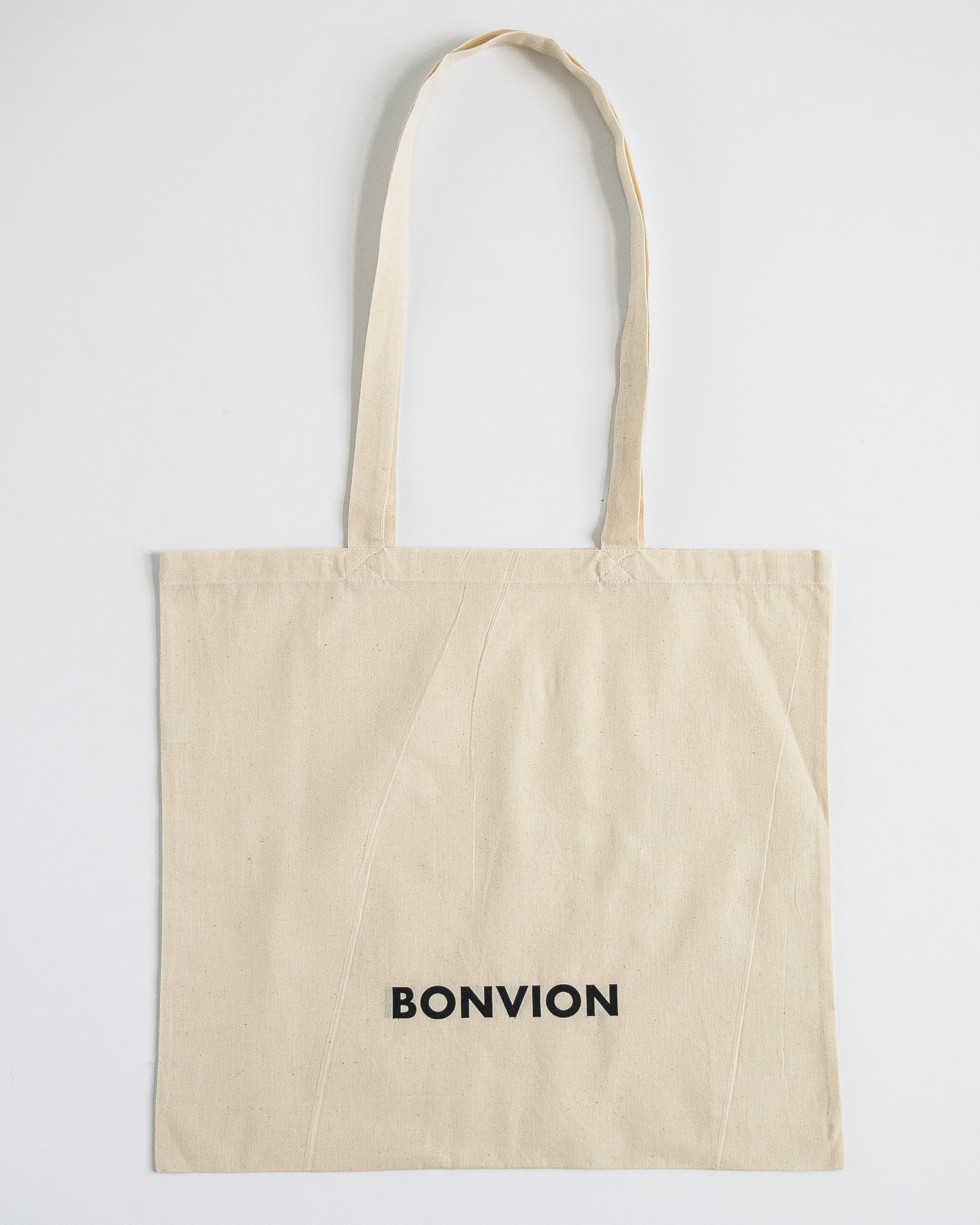 Bonvion logo printed large tote bag. Organic cotton tote bag. Beige tote bag. Canvas tote bag.